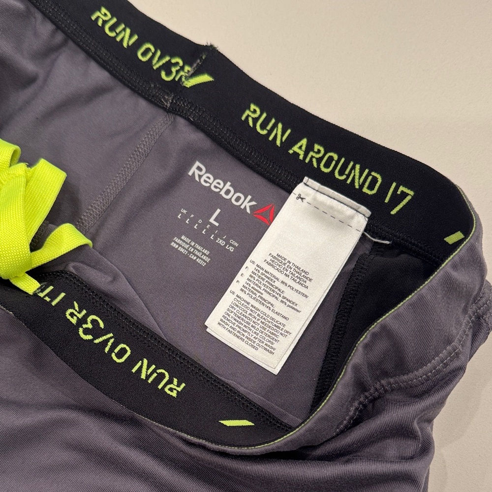 Reebok Charcoal and Lime Green Workout Shorts (Lge)